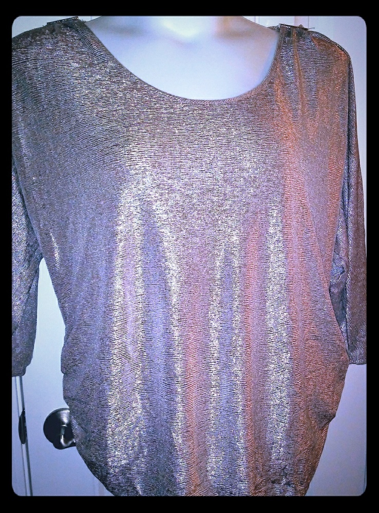 NEW Fancy Silver Shimmer Cold Shoulder Blouse Top Shirt Lady's PLUS 2X
